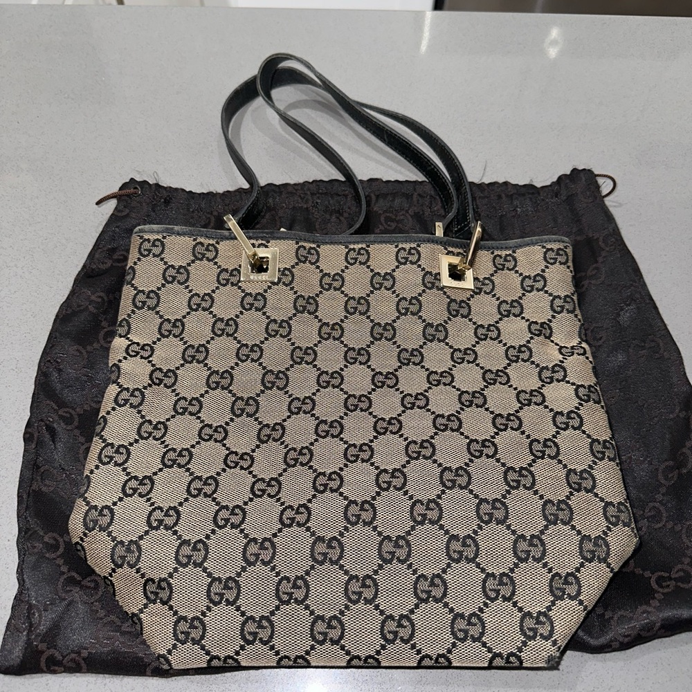 Gucci Chains Monogram Tote Shoulder Bag Used (Authentic) - Serial# 002058